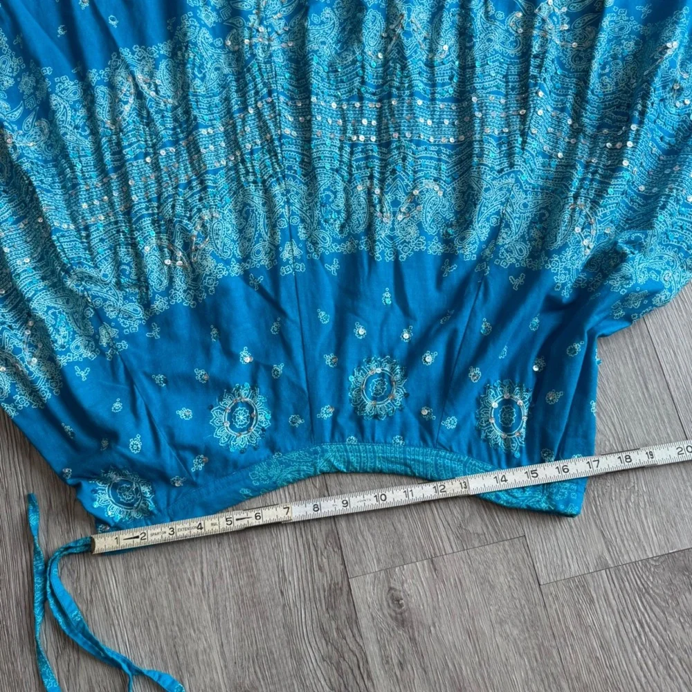 Soft Surroundings Paisley Skirt Blue Cotton Boho Womens M Petite festial peasant